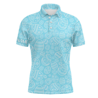 Golf Polo Shirts, Blue Easter Eggs Mens Golf Polo Shirts Custom Easter Day Funny Golf Tops For Men Golfing Gifts, Custom Golf Shirts