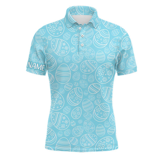 Golf Polo Shirts, Blue Easter Eggs Mens Golf Polo Shirts Custom Easter Day Funny Golf Tops For Men Golfing Gifts, Custom Golf Shirts