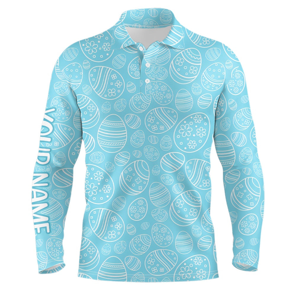 Golf Polo Shirts, Blue Easter Eggs Mens Golf Polo Shirts Custom Easter Day Funny Golf Tops For Men Golfing Gifts, Custom Golf Shirts