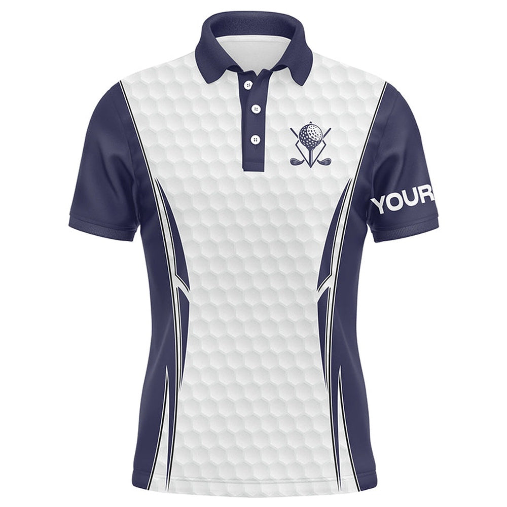 Golf Polo Shirts, Blue Navy And White Golf Ball Mens Golf Polo Shirts Custom Golf Outfits Men For Men, Custom Golf Shirts