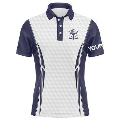 Golf Polo Shirts, Blue Navy And White Golf Ball Mens Golf Polo Shirts Custom Golf Outfits Men For Men, Custom Golf Shirts