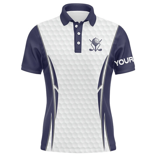 Golf Polo Shirts, Blue Navy And White Golf Ball Mens Golf Polo Shirts Custom Golf Outfits Men For Men, Custom Golf Shirts