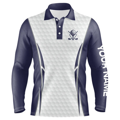 Golf Polo Shirts, Blue Navy And White Golf Ball Mens Golf Polo Shirts Custom Golf Outfits Men For Men, Custom Golf Shirts