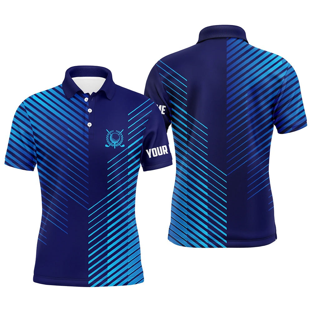Golf Polo Shirts, Blue Stripes Pattern Mens Golf Polo Shirts Custom Golf Shirts For Men, Best Men Golf Wears, Custom Golf Shirts