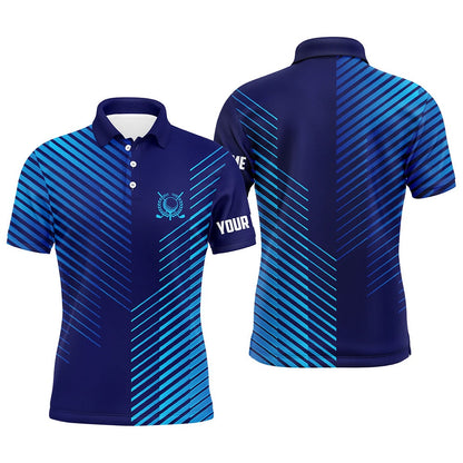 Golf Polo Shirts, Blue Stripes Pattern Mens Golf Polo Shirts Custom Golf Shirts For Men, Best Men Golf Wears, Custom Golf Shirts