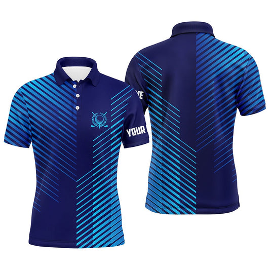 Golf Polo Shirts, Blue Stripes Pattern Mens Golf Polo Shirts Custom Golf Shirts For Men, Best Men Golf Wears, Custom Golf Shirts