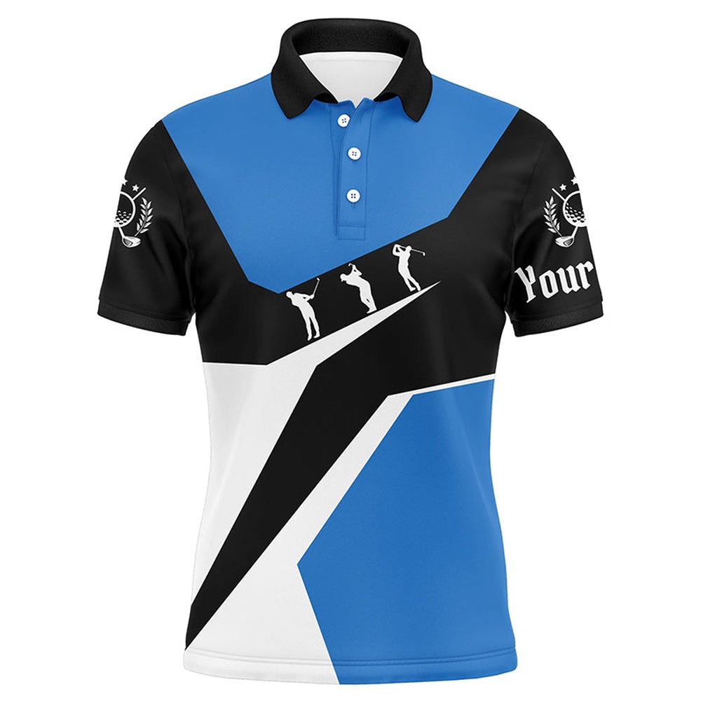 Golf Polo Shirts, Blue, White And Black Mens Golf Polo Shirts Custom Golf Sport Team Polo Shirts, Best Mens Golf Wear, Custom Golf Shirts
