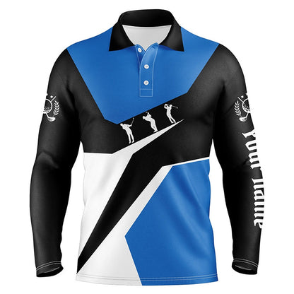 Golf Polo Shirts, Blue, White And Black Mens Golf Polo Shirts Custom Golf Sport Team Polo Shirts, Best Mens Golf Wear, Custom Golf Shirts