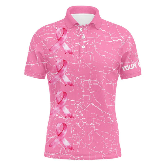 Golf Polo Shirts, Breast Cancer Awareness Golf Shirts Custom Mens Golf Polos Shirts, Pink Ribbon Golf Shirts, Custom Golf Shirts