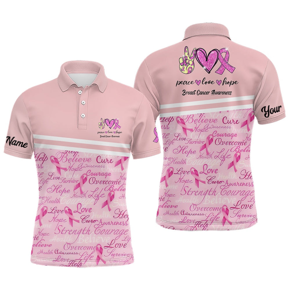 Golf Polo Shirts, Breast Cancer Awareness Pink Mens Golf Polo Shirt Custom Golf Shirts For Men Best Golf Gifts, Custom Golf Shirts