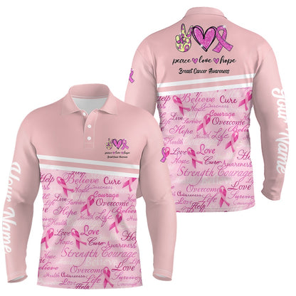 Golf Polo Shirts, Breast Cancer Awareness Pink Mens Golf Polo Shirt Custom Golf Shirts For Men Best Golf Gifts, Custom Golf Shirts