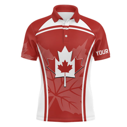 Golf Polo Shirts, Canada Flag Mens Golf Polo Shirts D Print Red White Golf Shirts For Men Patriotic Golf Tops, Custom Golf Shirts