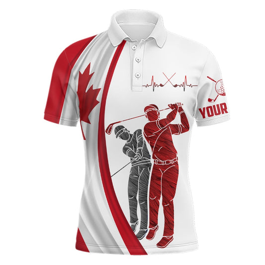 Golf Polo Shirts, Canada Flag St Of July Mens Golf Polo Shirts Custom Patriotic Golf Shirts For Men Golfing Gifts, Custom Golf Shirts