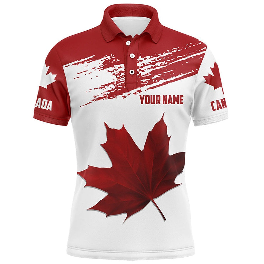 Golf Polo Shirts, Canadian Flag Mens Golf Polo Shirt Custom Maple Leaves Patriotic Canada Golf Shirt For Men, Custom Golf Shirts