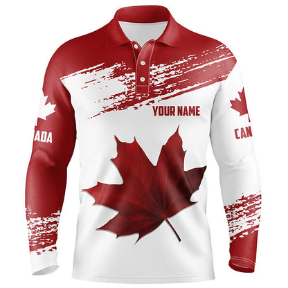 Golf Polo Shirts, Canadian Flag Mens Golf Polo Shirt Custom Maple Leaves Patriotic Canada Golf Shirt For Men, Custom Golf Shirts