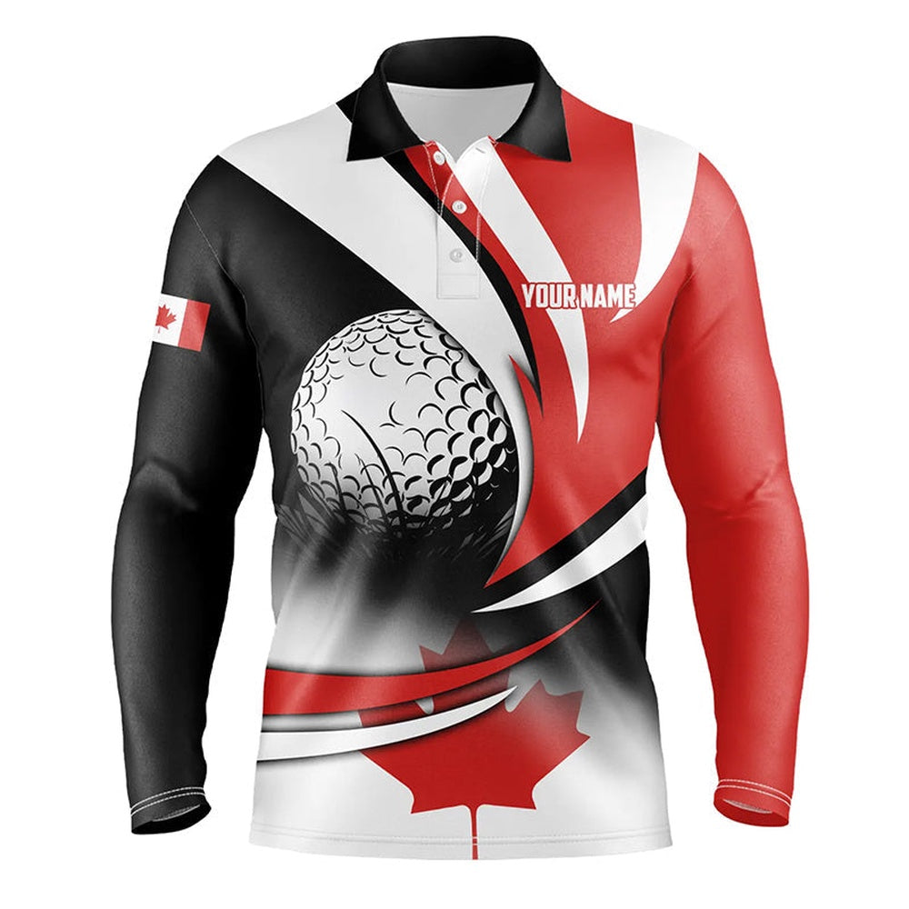 Golf Polo Shirts, Canadian Flag Mens Golf Polo Shirts Custom Patriotic Golf Outfits Men, Custom Golf Shirts
