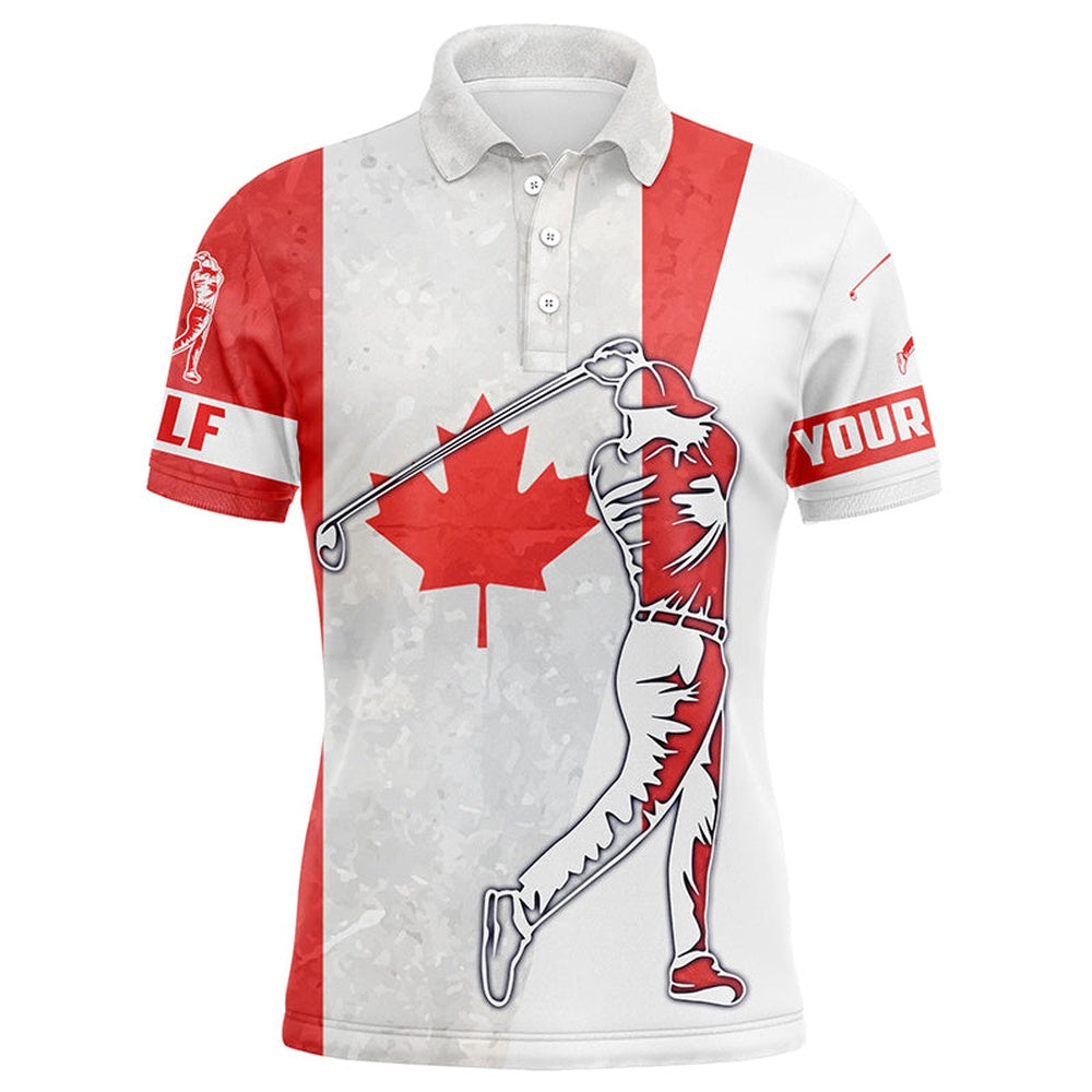Golf Polo Shirts, Canadian Flag Mens Golf Polos Shirts Custom Name Patriot Golf Gifts, Golf Shirts For Men, Custom Golf Shirts