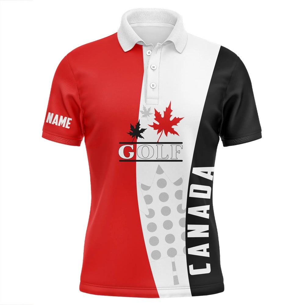 Golf Polo Shirts, Canadian Flag Patriotic Mens Golf Polo Shirts Custom Canada Golf Shirts For Men, Golf Outfit Men, Custom Golf Shirts