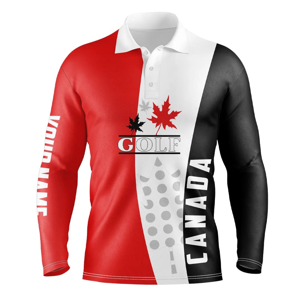 Golf Polo Shirts, Canadian Flag Patriotic Mens Golf Polo Shirts Custom Canada Golf Shirts For Men, Golf Outfit Men, Custom Golf Shirts
