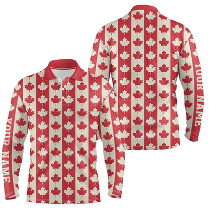 Golf Polo Shirts, Canadian Flag Vintage Maple Leaf Mens Golf Polo Shirts Custom Patriotic Golf Shirts For Men, Custom Golf Shirts