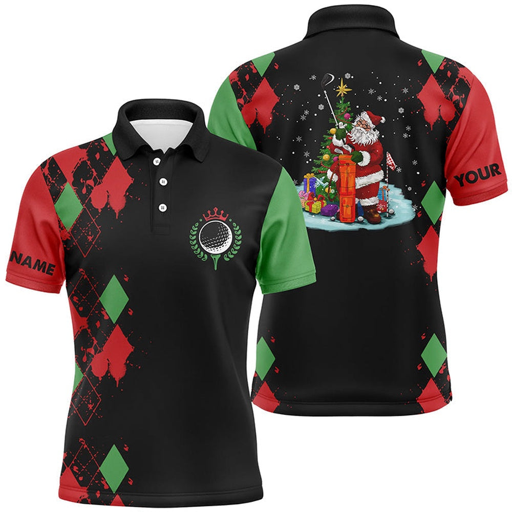 Golf Polo Shirts, Christmas Mens Golf Polo Shirt Custom Christmas Santa Claus Golf Shirt For Men, Team Golf Jerseys, Custom Golf Shirts