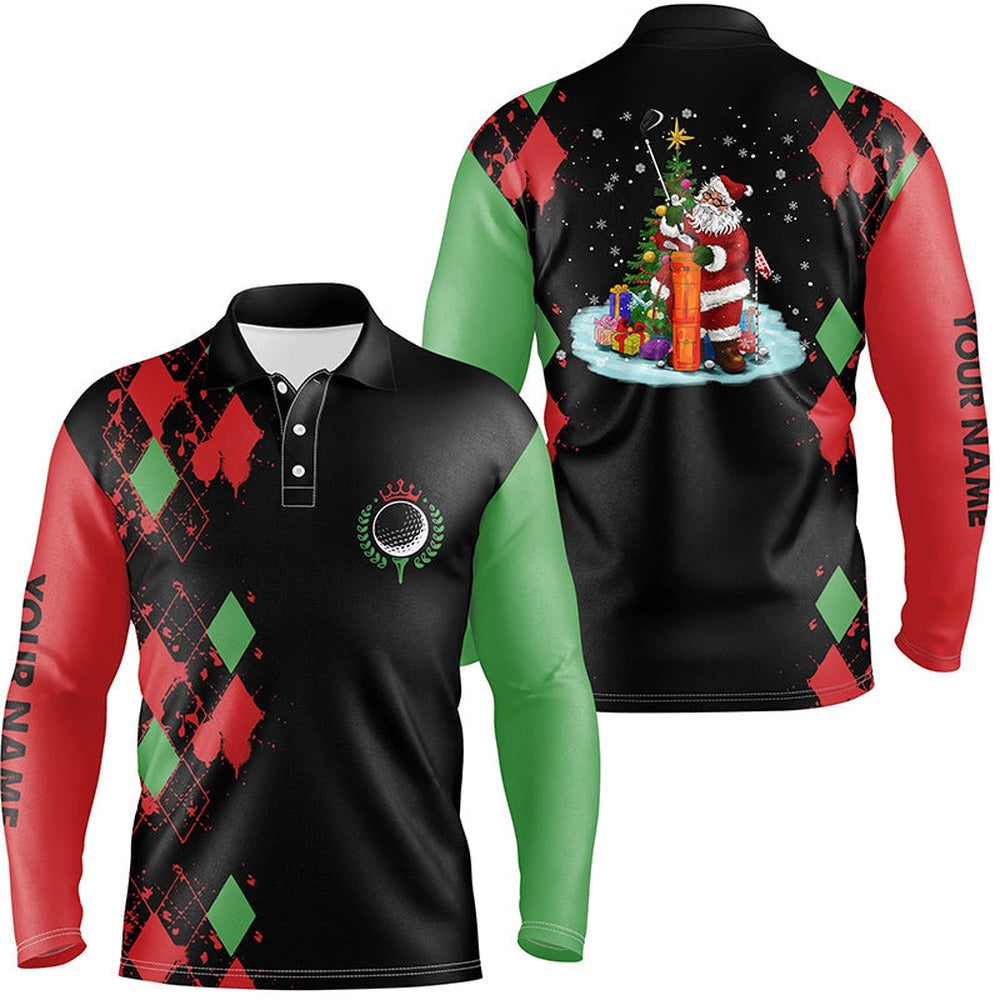 Golf Polo Shirts, Christmas Mens Golf Polo Shirt Custom Christmas Santa Claus Golf Shirt For Men, Team Golf Jerseys, Custom Golf Shirts