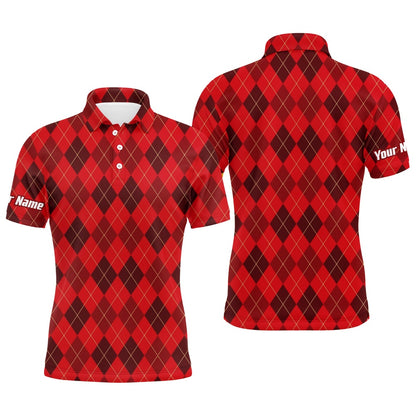 Golf Polo Shirts, Christmas Plaid Argyle Pattern - Funny Christmas Men'S Golf Polo Custom Name Shirt Ttn, Custom Golf Shirts