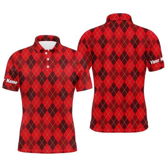 Golf Polo Shirts, Christmas Plaid Argyle Pattern - Funny Christmas Men'S Golf Polo Custom Name Shirt Ttn, Custom Golf Shirts