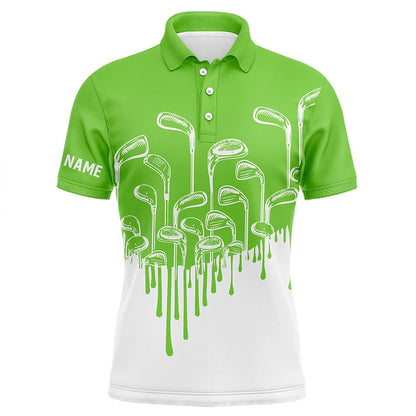 Golf Polo shirts, Green And White Mens Golf Polo Shirts Custom Golf Clubs Male Golf Attire For Men, Golfer Gifts