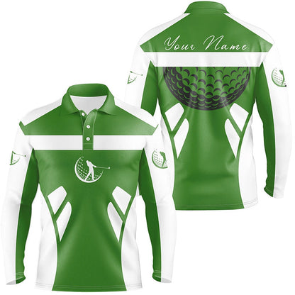 Golf Polo shirts, Green And White Mens Golf Polo Shirts Custom Name Cool Golf Gifts For Mens