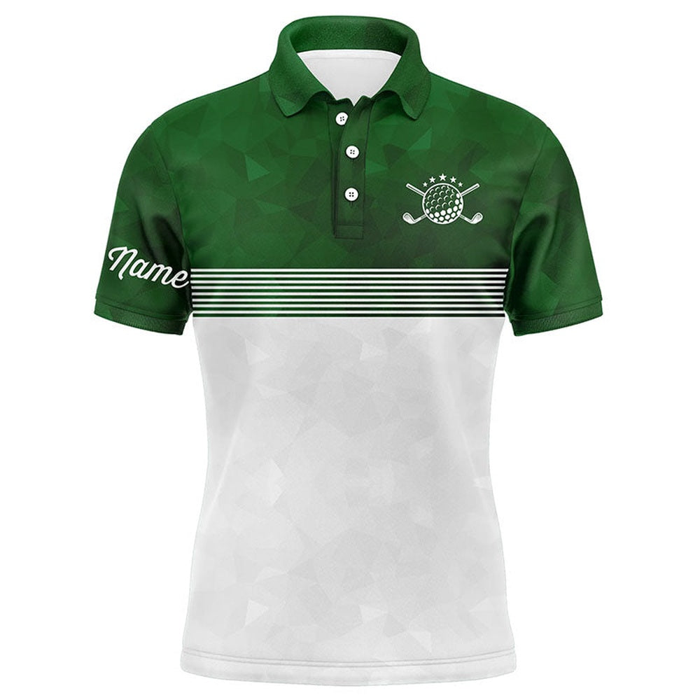 Golf Polo shirts, Green And White Mens Golf Polo Shirts Custom Name Golf Shirts For Men
