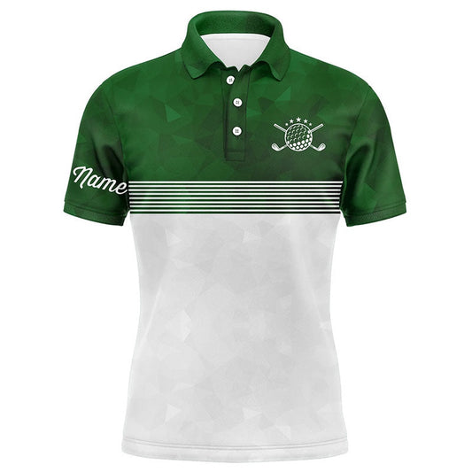 Golf Polo shirts, Green And White Mens Golf Polo Shirts Custom Name Golf Shirts For Men