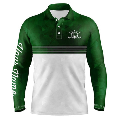 Golf Polo shirts, Green And White Mens Golf Polo Shirts Custom Name Golf Shirts For Men