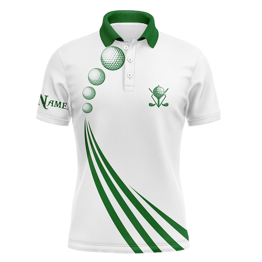 Golf Polo shirts, Green And White Mens Polo Golf Shirts Custom Mens Golf Ball Clothing