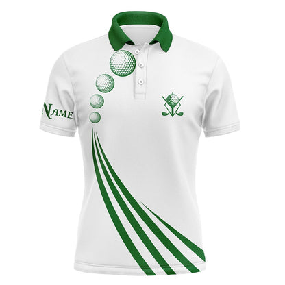 Golf Polo shirts, Green And White Mens Polo Golf Shirts Custom Mens Golf Ball Clothing