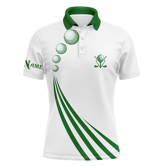 Golf Polo shirts, Green And White Mens Polo Golf Shirts Custom Mens Golf Ball Clothing