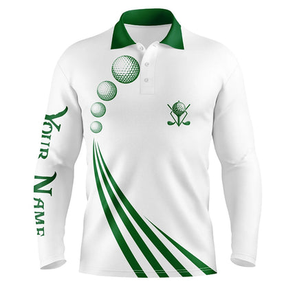 Golf Polo shirts, Green And White Mens Polo Golf Shirts Custom Mens Golf Ball Clothing