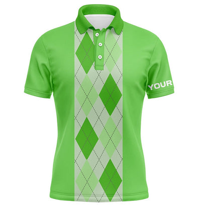Golf Polo shirts, Green Argyle Plaid Pattern Mens Golf Polo Shirt Custom Golf Polos Shirt For Men