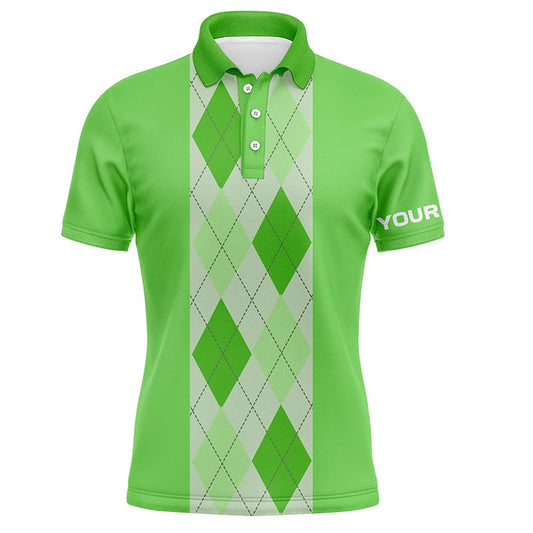 Golf Polo shirts, Green Argyle Plaid Pattern Mens Golf Polo Shirt Custom Golf Polos Shirt For Men