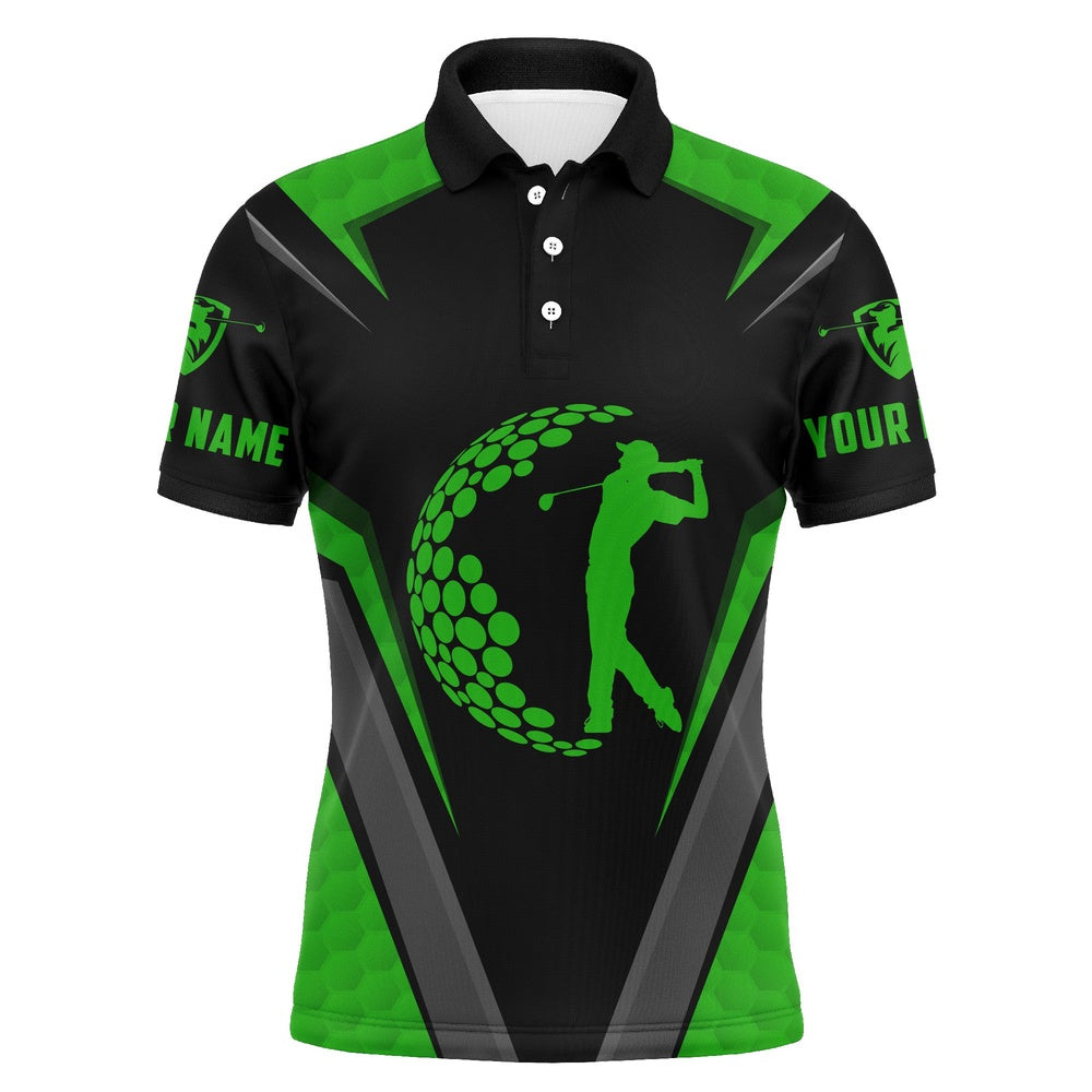 Golf Polo shirts, Green Black Long Sleeve Golf Polo Shirts, Golf Shirts For Men, Custom Gifts For Golf Lovers