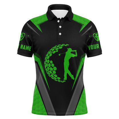 Golf Polo shirts, Green Black Long Sleeve Golf Polo Shirts, Golf Shirts For Men, Custom Gifts For Golf Lovers