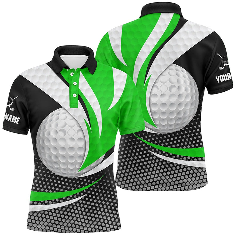 Golf Polo shirts, Green Black Mens Golf Polo Shirts Custom Golf Balls Golf Outfit For Men, Top Golf Gifts