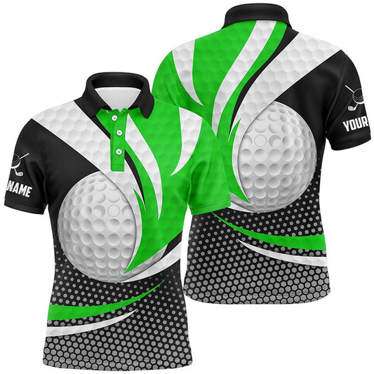 Golf Polo shirts, Green Black Mens Golf Polo Shirts Custom Golf Balls Golf Outfit For Men, Top Golf Gifts