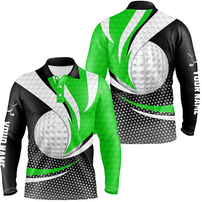 Golf Polo shirts, Green Black Mens Golf Polo Shirts Custom Golf Balls Golf Outfit For Men, Top Golf Gifts