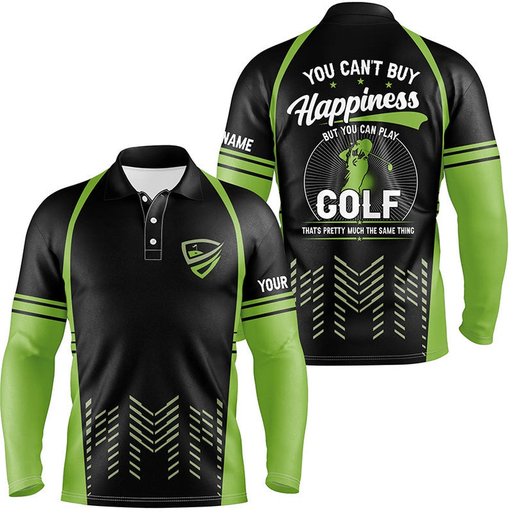 Golf Polo shirts, Green Black Mens Golf Polo Shirts Custom You Can'T Buy Happiness But You Can Play Golf, Golf Outfits
