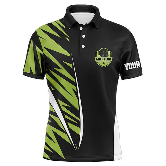 Golf Polo shirts, Green Camo Black Custom Mens Golf Polo Shirt, Golf Clubs Golf Tops For Men
