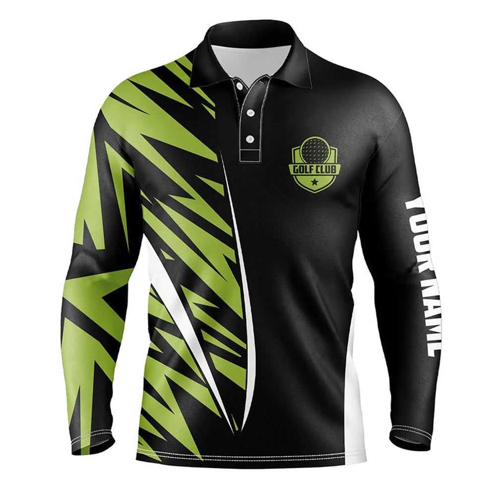 Golf Polo shirts, Green Camo Black Custom Mens Golf Polo Shirt, Golf Clubs Golf Tops For Men