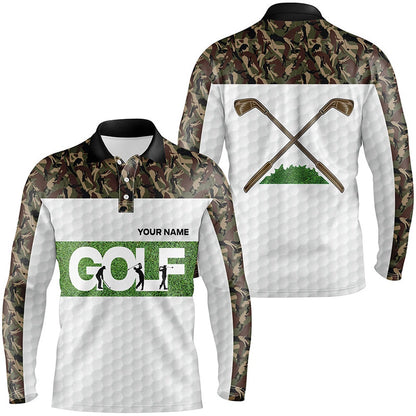 Golf Polo shirts, Green Camouflage Mens Golf Polo Shirts Custom Camo Golf Tops For Men Personalized Golf Gifts