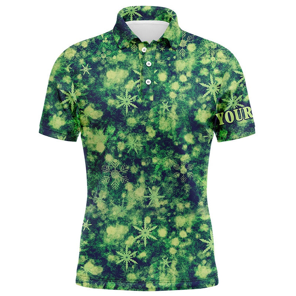 Golf Polo shirts, Green Christmas Pattern Mens Golf Polo Shirt Custom Best Mens Golf Wear