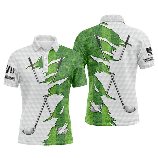 Golf Polo shirts, Green Golf Grass Men Golf Polo Shirts Custom Golf Clubs Performance Shirts Golf Outfit Men